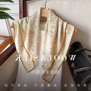 方巾柔軟送禮百搭2025時尚 保暖羊毛 絲毛真絲高級感絲巾女新款 冬季