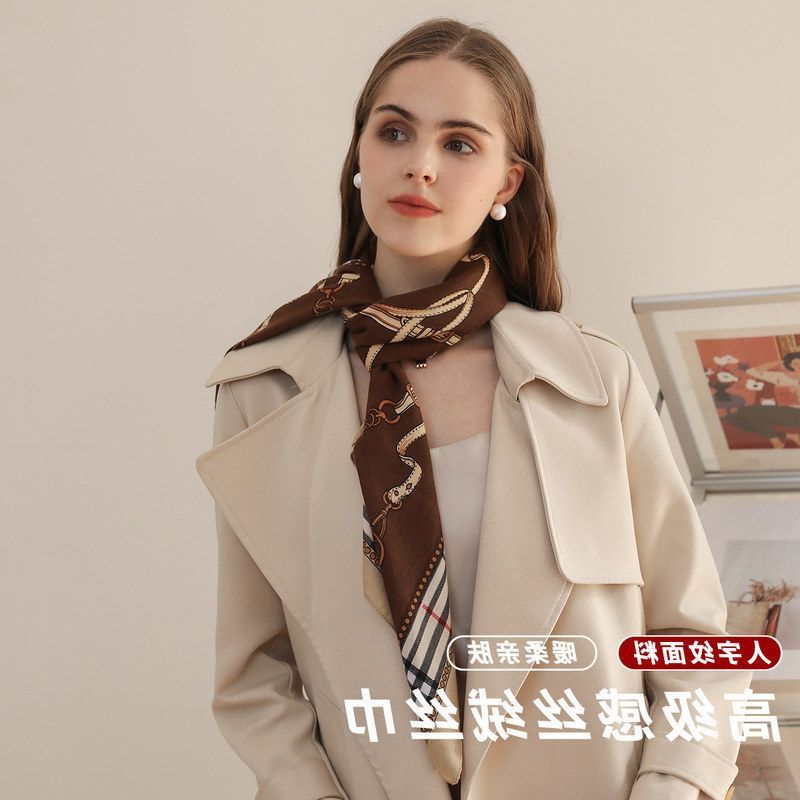 新款时尚仿丝毛90方巾秋冬高级