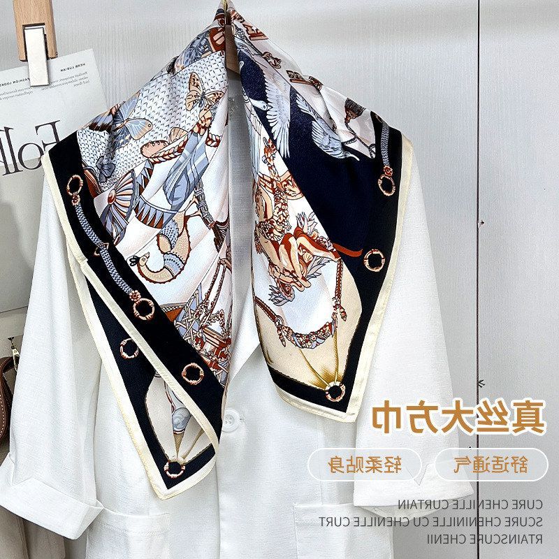 新款春秋文艺女性薄款围巾优雅时尚披肩围脖高级蚕丝真丝丝巾女