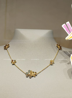 QIANYI仟意珠宝【奢华系列】繁花白富美玫瑰金三叶草花朵宴会项链