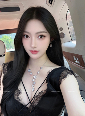 QIANYI仟意珠宝【闪耀系列】白富美满钻璀璨锦簇多花长顶美项链