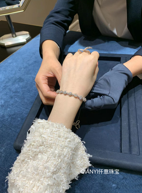 QIANYI仟意珠宝【奢华系列】太阳花锆钻s925银闪耀宴会华丽款手链