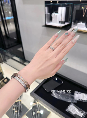 QIANYI仟意珠宝【轻奢系列】名媛网红千金风菱格镶钻镀18K金手镯
