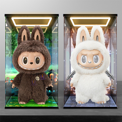 适用泡泡玛特zimomo labubu i foundyou搪胶公仔亚克力收纳展示盒