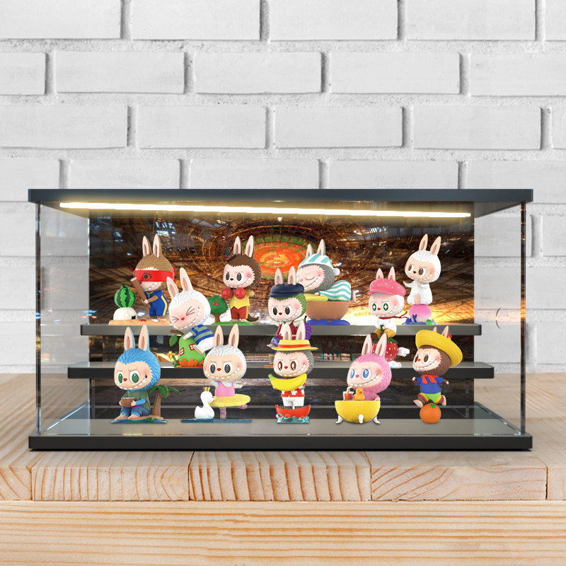 适用 popmart泡泡玛特 labubu水果盲盒手办潮流展示盒灯光场景盒