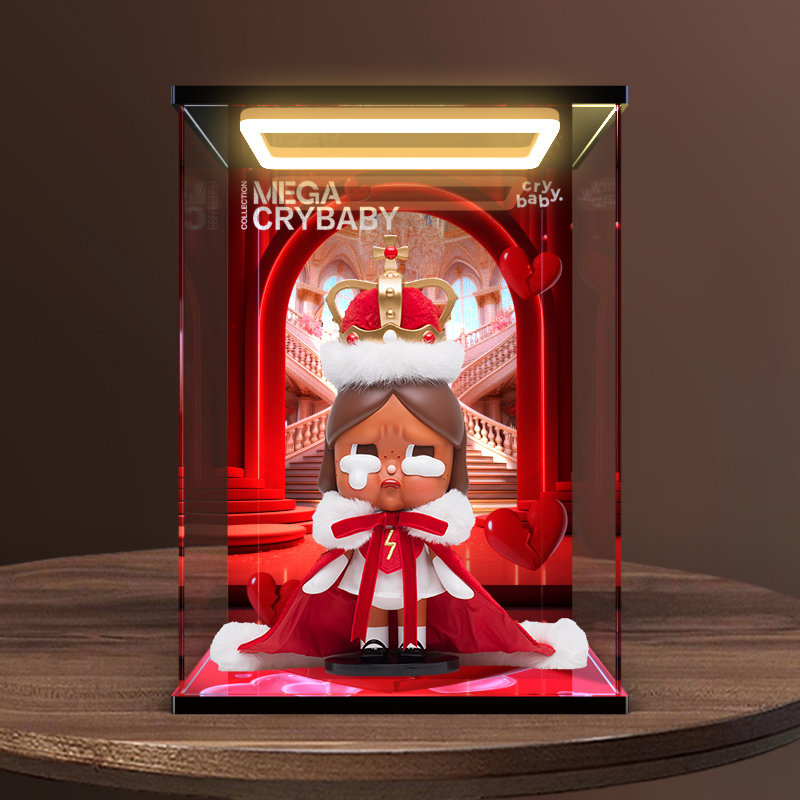 适用 泡泡玛特 Crybaby 400% 心碎女王 哭娃手办透明回型灯展示盒
