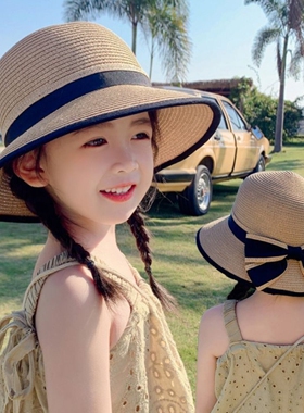 儿童帽子春夏季遮阳草帽女童夏天防紫外线防晒凉帽公主风太阳帽潮