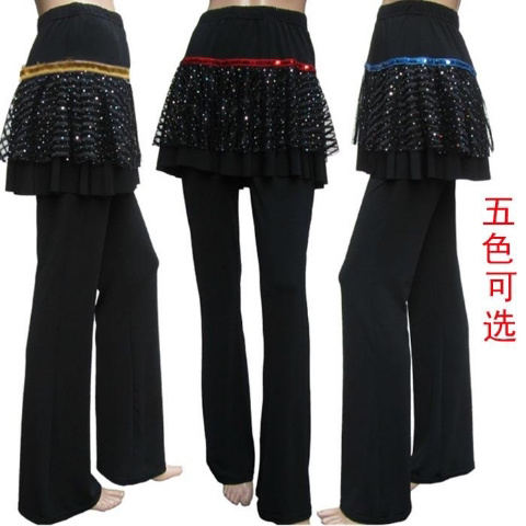 新款广场舞服装裙裤春装夏成人女士裤子拉丁舞练习长裤亮片跳舞裤