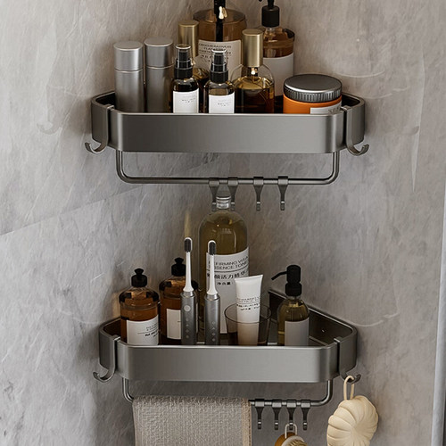 枪灰浴室三角置物架转角收纳架