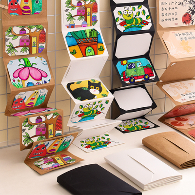 手工创意册折叠作品展览相册相框折页收纳册墙贴学校展示美工区角