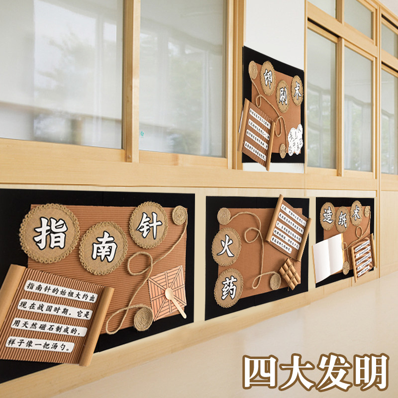 四大发明主题区域角墙面墙饰墙贴幼儿园班级走廊环创布置装饰材料