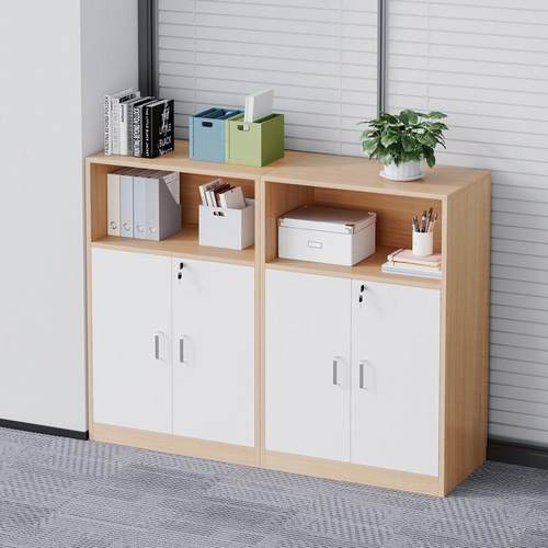 办公室文件柜木质带锁隔断柜靠墙书柜矮柜收纳办公柜子储物柜边柜