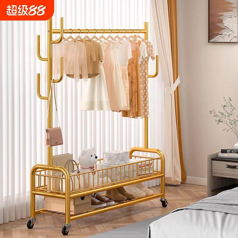 挂衣架落地卧室家用衣帽架简易衣服挂架晾衣架子室内的置物架凉杆