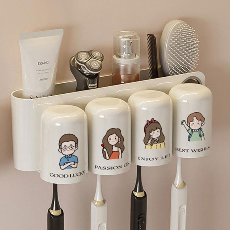 日本进口木洁家用牙刷架储物架儿童杯漱口杯壁挂式牙杯牙刷套