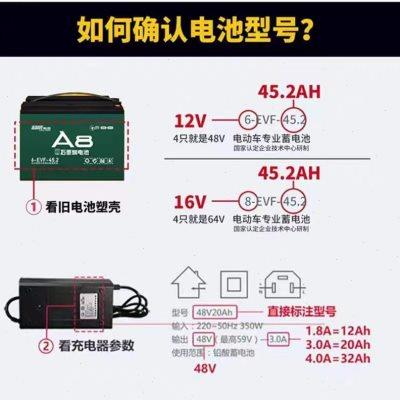 超威12V原装铅酸电池电瓶车二轮电动车48V60V72V20A 64V14A包邮