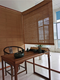 中式竹帘卷帘阳台窗帘书房茶室禅意遮阳覆古亭户外手拉窗帘