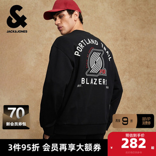 杰克琼斯奥特莱斯NBA联名开拓者队男装秋季卫衣圆领字母上衣