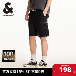 男装 杰克琼斯奥特莱斯夏季 短裤 字母刺绣抽绳宽松休闲五分裤 新款