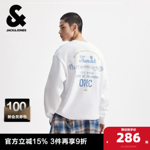 杰克琼斯奥特莱斯NBA联名雷霆队男装 卫衣印花字母宽松上衣 春秋季