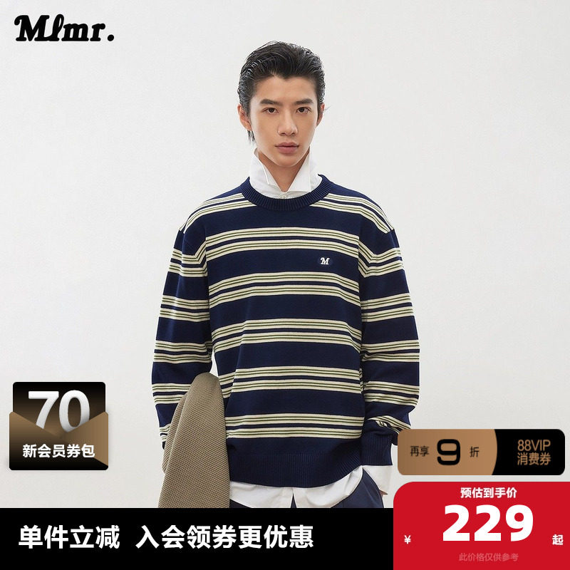 【上衣合集1】MLMR秋冬时尚复古条纹撞色刺绣潮卫衣针织衫男女
