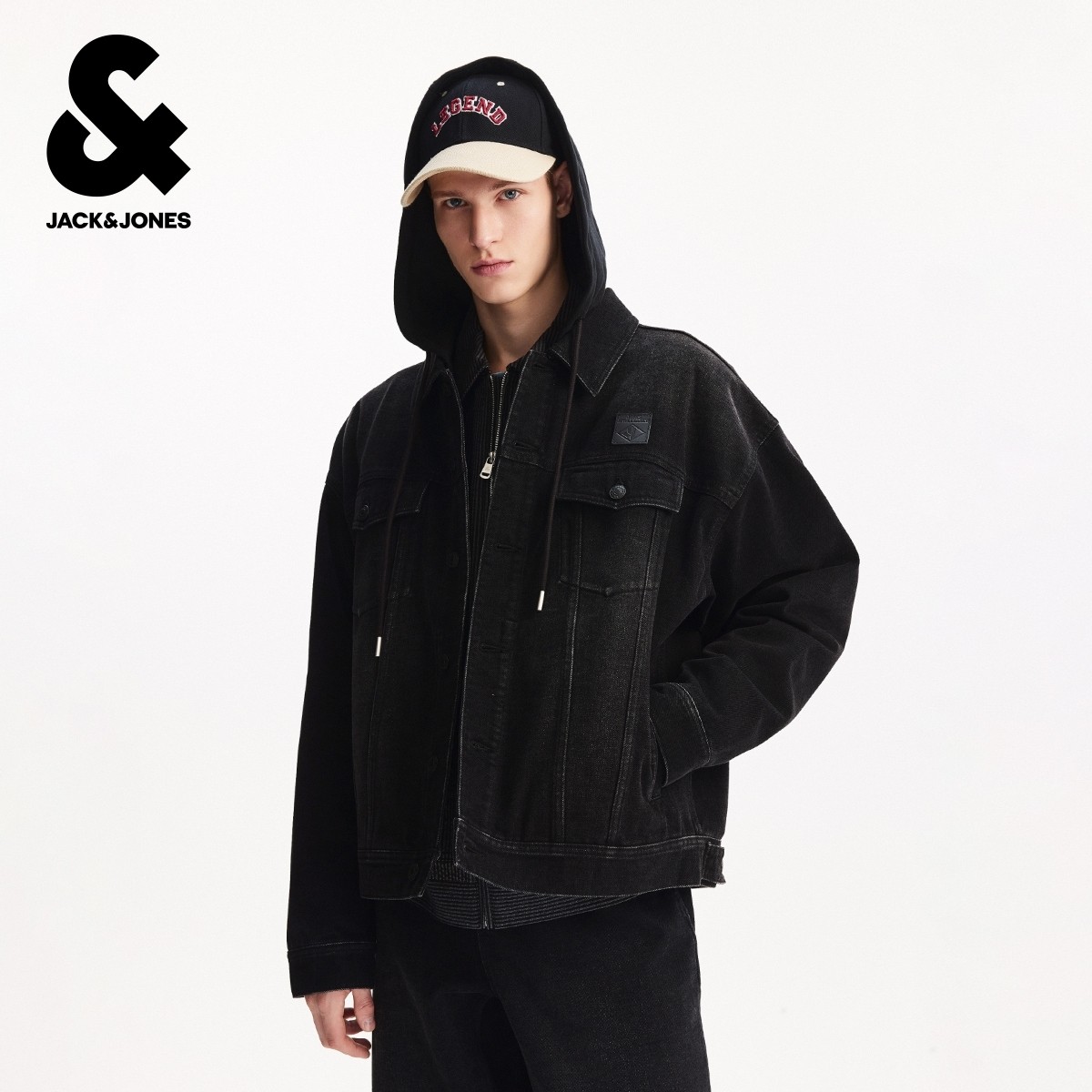 杰克琼斯奥特莱斯2025年冬季新款男装夹克可拆卸帽宽松薄绒上衣