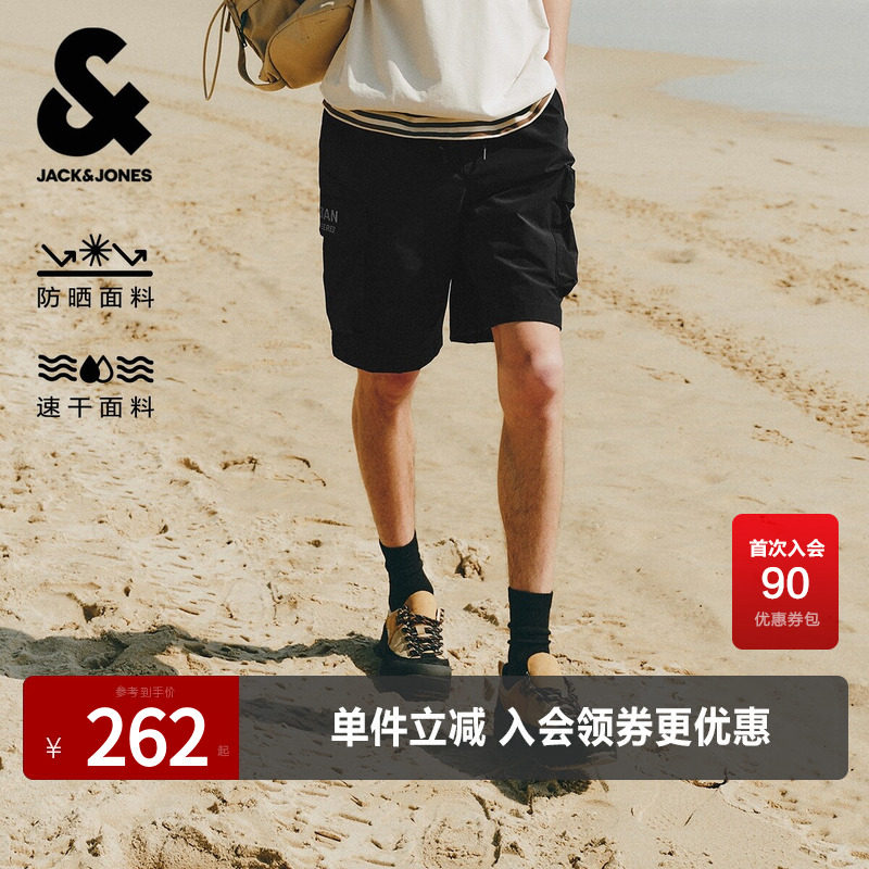 【防晒】杰克琼斯奥莱男装夏季短裤OVERSIZED双侧插袋字母胶印