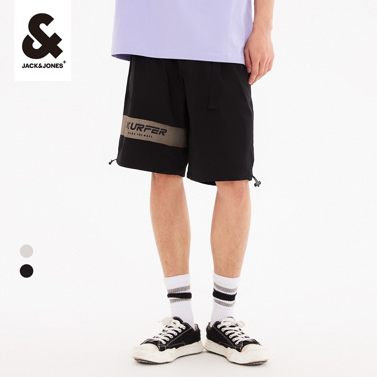 杰克琼斯outlets夏季款短裤趣味印花休闲裤子运动风五分裤子男