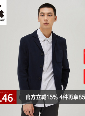 杰克琼斯outlets春秋通勤男西服修身纯色商务蓝色休闲西外套男装