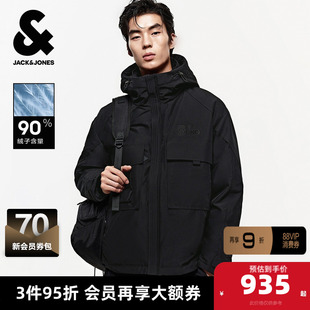杰克琼斯奥特莱斯春季款时尚百搭潮工装外套宽松连帽羽绒服男装