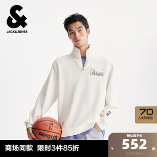 湖人队刺绣贴布时尚 NBA联名款 潮流运动立领卫衣 新款 杰克琼斯秋季