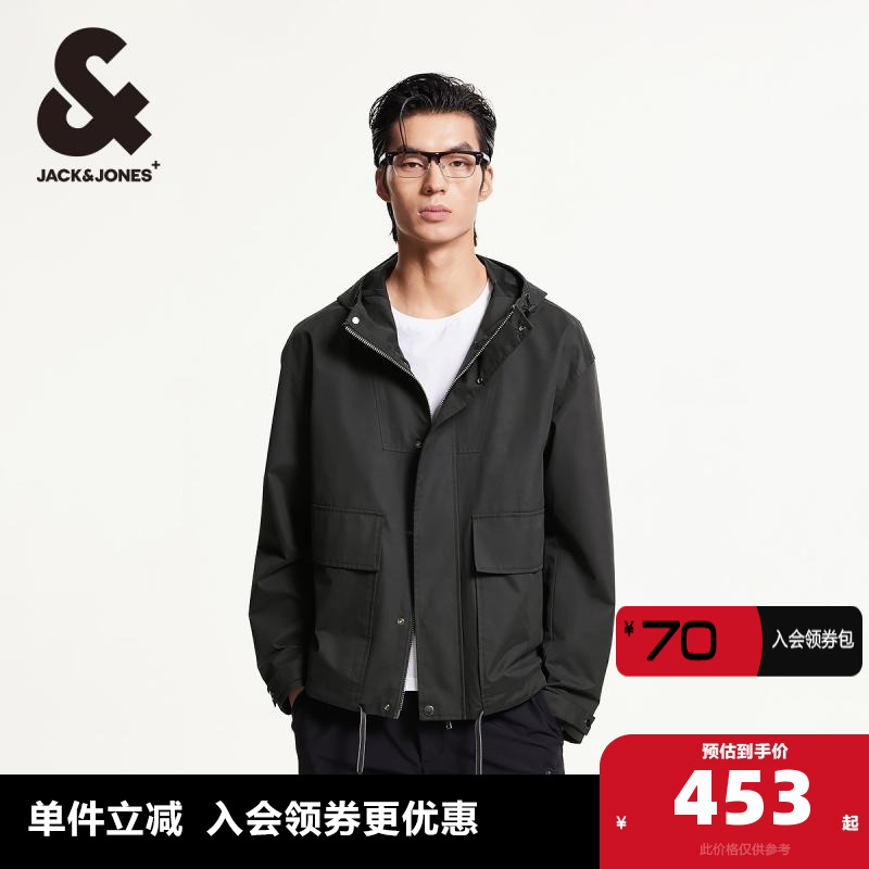 杰克琼斯男装夹克 外套春季新款潮酷高街休闲抽绳连帽宽松男款