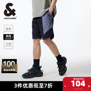 男士 子字母立体胶印拼色休闲裤 短裤 男款 杰克琼斯夏季 男装 衣服男裤