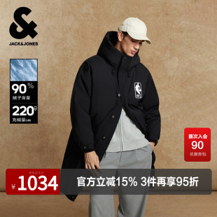 杰克琼斯奥莱NBA联名款春季宽松拉链装饰潮休闲连帽冬季羽绒服