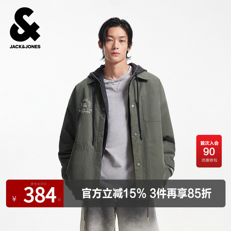 杰克琼斯男生春秋季翻领宽松棉服2025年新款潮流百搭保暖上衣