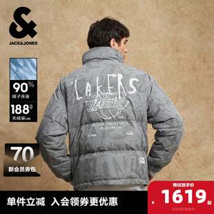 杰克琼斯奥特莱斯NBA联名湖人队男装冬季羽绒服立领运动风外套