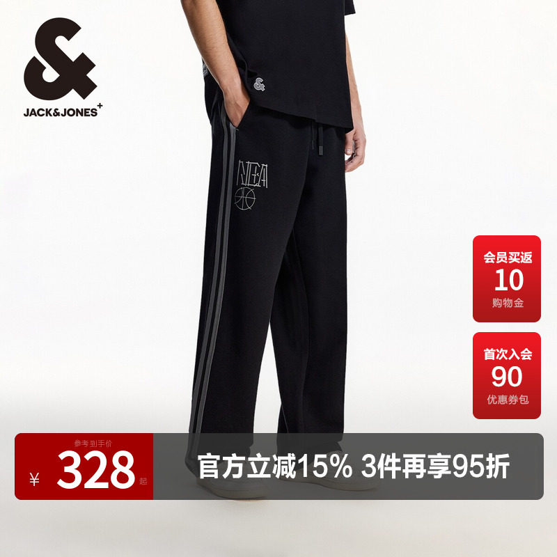 杰克琼斯NBA联名款春秋精致刺绣运动裤潮时尚宽松休闲裤长裤男款