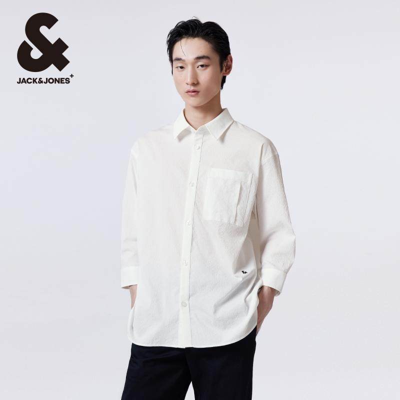杰克琼斯秋季新款男士衬衣翻领纽扣刺绣宽松版上衣七分袖衬衫男装,男装,衬衫,淘宝优惠券,粉丝福利购,淘宝优惠卷