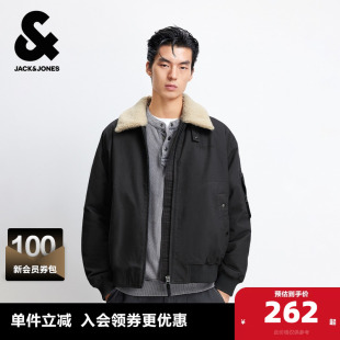 复古休闲可拆卸毛领宽松翻领棉衣棉服外套 新款 杰克琼斯男装 春秋季