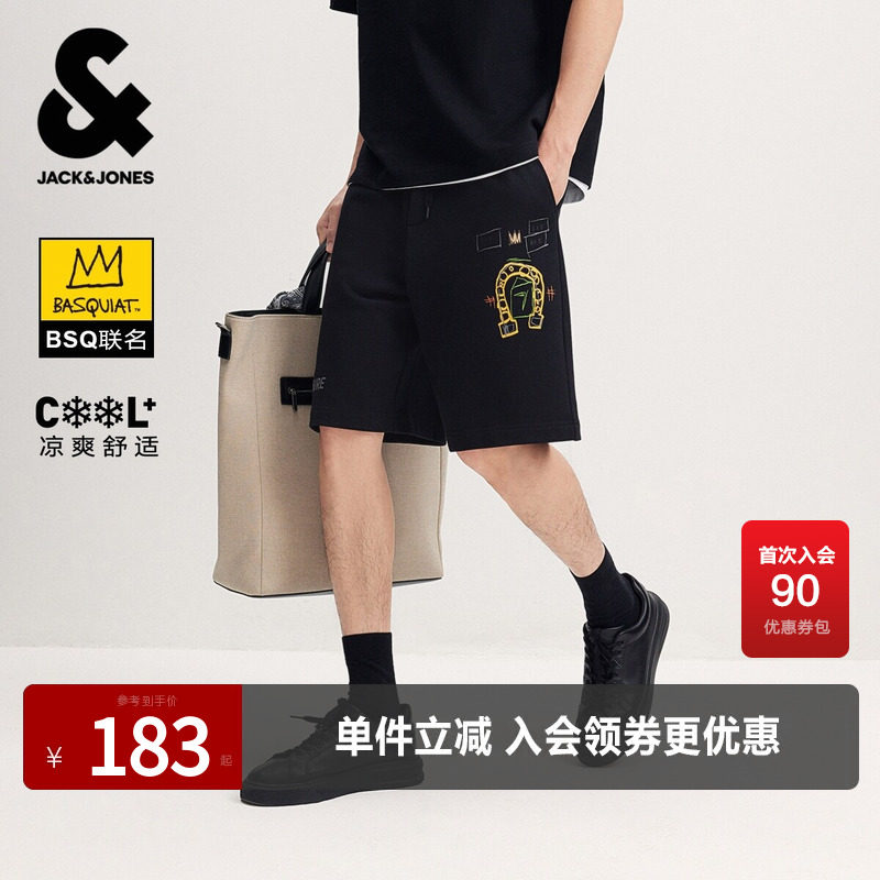杰克琼斯奥特莱斯BSQ联名男装短裤夏季新款撞色印绣花凉感裤子
