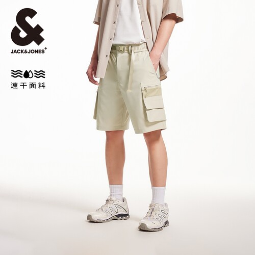 按扣可调节扣帕双腰头 双侧插袋 logo皮标