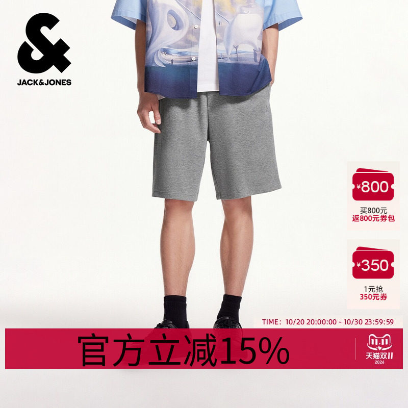 杰克琼斯奥特莱斯男装夏季刺绣logo时尚简约休闲个性宽松短裤子