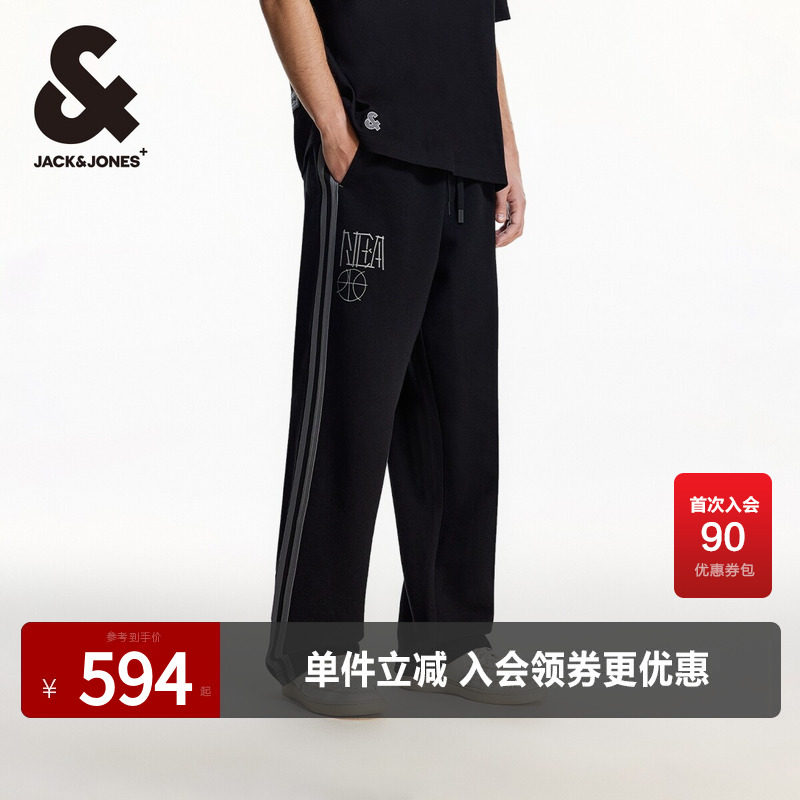 杰克琼斯奥特莱斯NBA联名款男装休闲裤春秋精致刺绣运动宽松裤子
