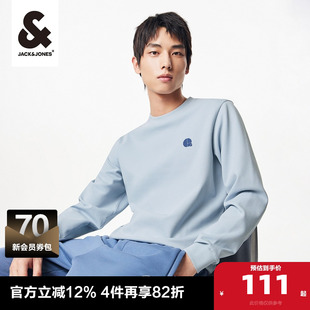 男装 杰克琼斯outlets24春圆领直筒字母胶印罗纹长袖 上衣卫衣男款