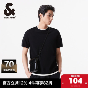 T恤男款 男士 男装 新款 舒适针织面料刺绣日常直筒 夏季 杰克琼斯短袖