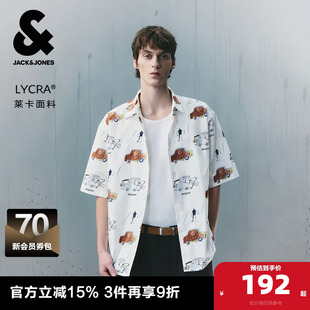 BSQ联名潮流百搭衣身满印宽松翻领衬衫 新款 夏季 杰克琼斯男装