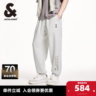 夏季 男装 新款 男裤 湖人队植绒字母宽松休闲卫裤 杰克琼斯NBA联名款