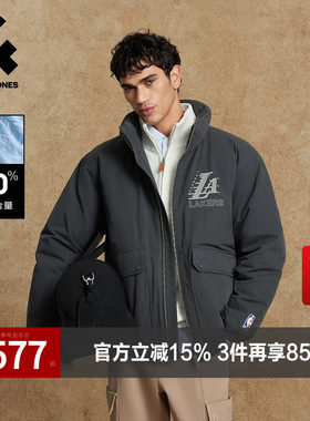 杰克琼斯奥特莱斯NBA联名款男装羽绒服秋冬百搭贴布刺绣立领外套