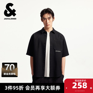 杰克琼斯奥特莱斯男装BSQ联名夏季新款简约短袖宽松衬衫上衣