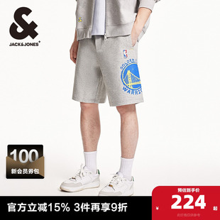 子男装 勇士人队肌理感胶印宽松休闲短裤 新款 杰克琼斯NBA联名夏季