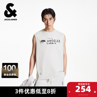 短袖 背心肌理感字母胶印潮时尚 男装 杰克琼斯奥特莱斯NBA联名夏季